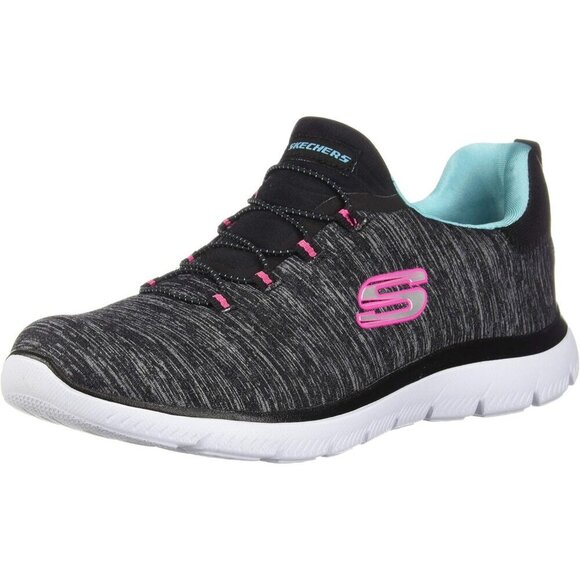 Shoes - Women's Black/Light Blue 100% Synthetic Summits Quick Getaway Sneakers